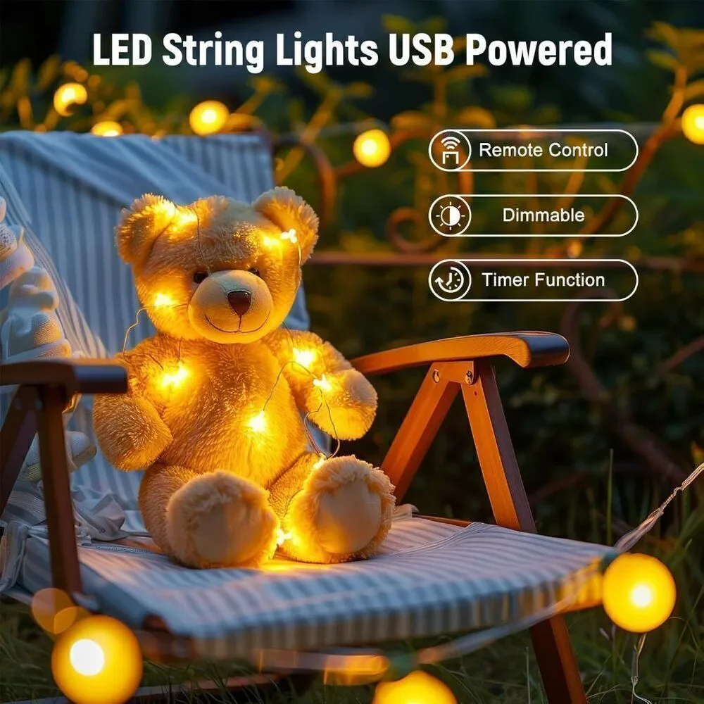 100 LED String Lights - 39.5 Ft USB Plug in Twinkle Fairy Lights w 8 Modes